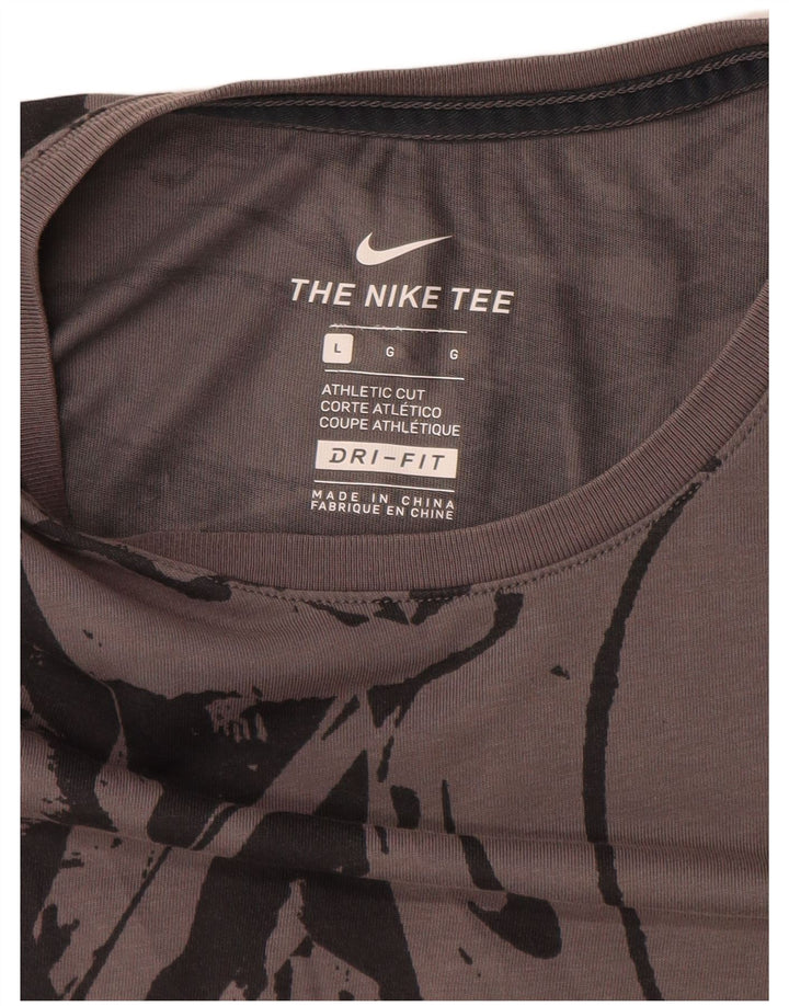 T-shirt grafica da uomo Nike Dri Fit con motivo astratto, taglia grande, grigia