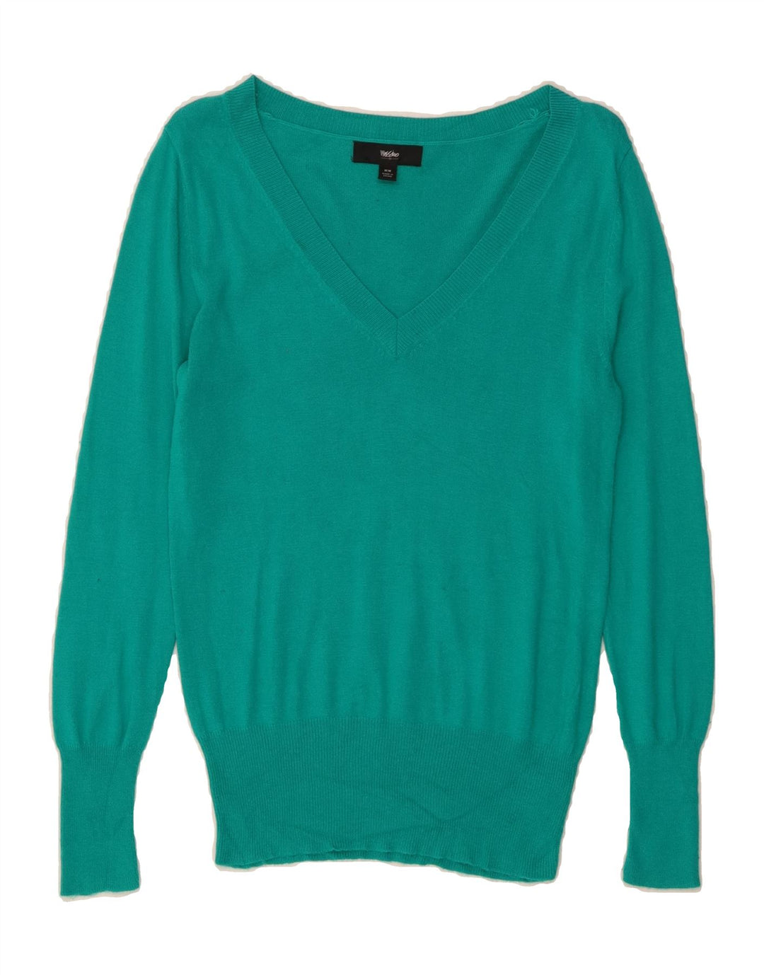 MOSSIMO Womens V-Neck Jumper Sweater UK 12 Medium Turquoise Nylon Vintage Mossimo and Second-Hand Mossimo from Messina Hembry 