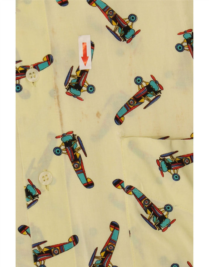 Camicia a maniche corte grafica vintage da uomo XL gialla