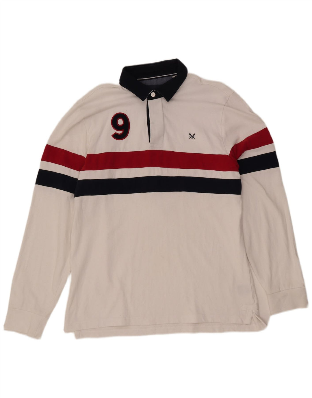 CREW CLOTHING Polo da rugby grafica da uomo, grande, colore bianco