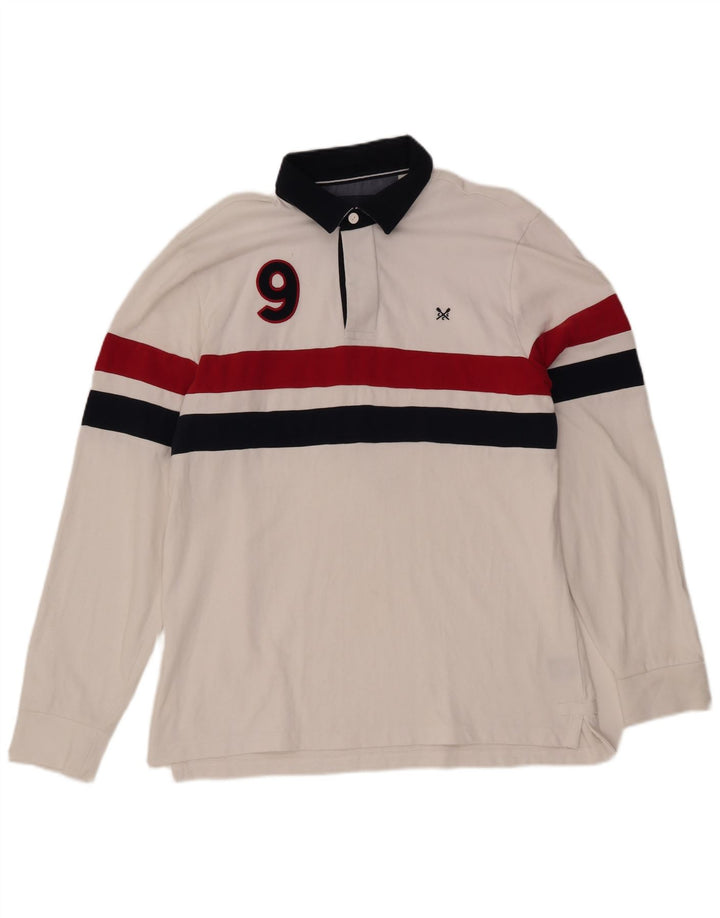 CREW CLOTHING Polo da rugby grafica da uomo, grande, colore bianco