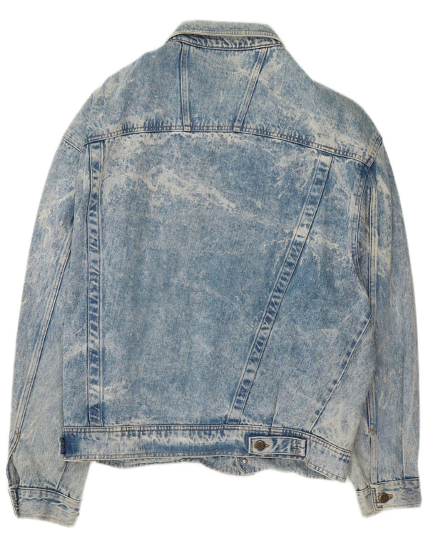 Giacca di jeans vintage da uomo con lavaggio acido UK 40 grande cotone blu