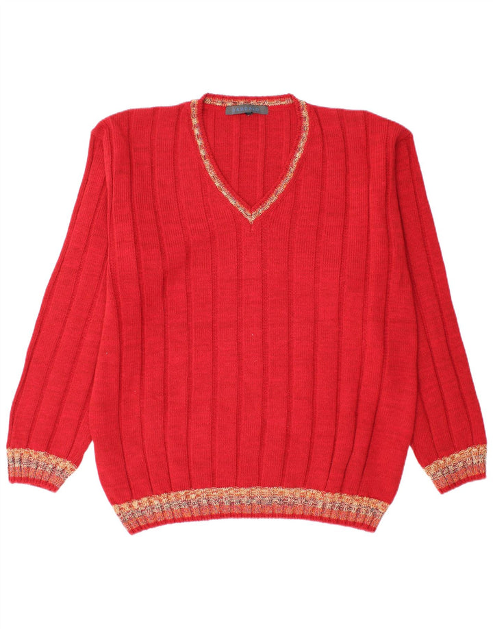 Maglione da uomo con scollo a V Dardano 2XL in lana rossa