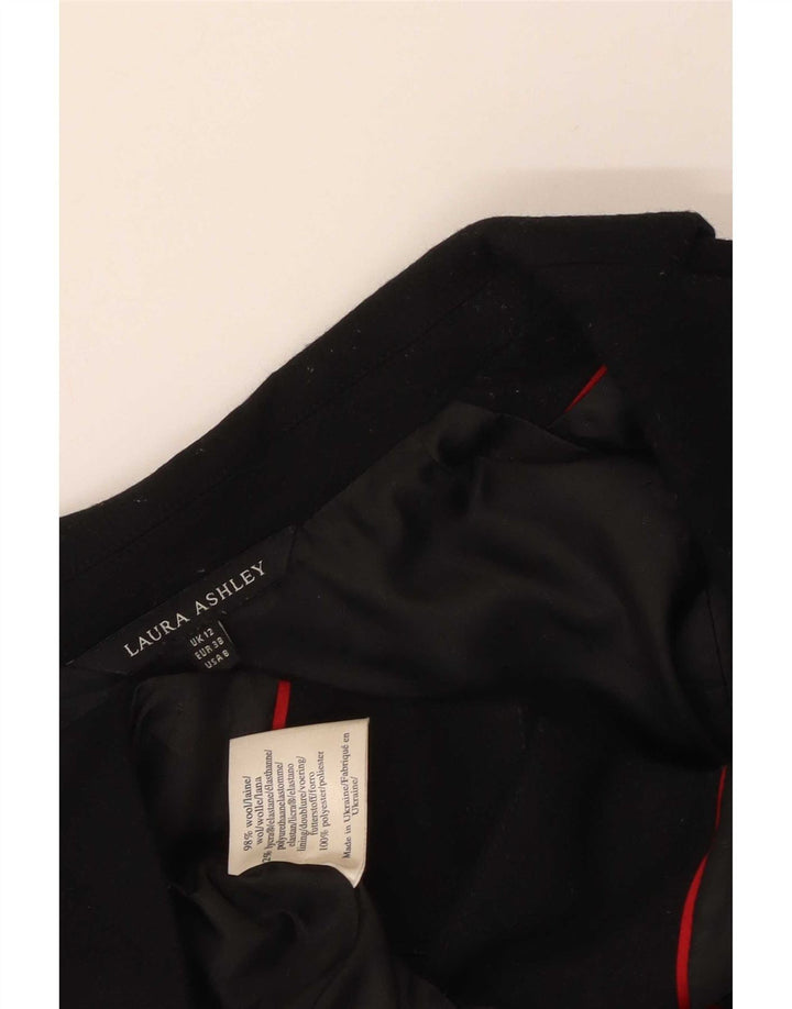 Laura Ashley Womens 2 Button Blazer Jacket UK 12 Medium Black Wool