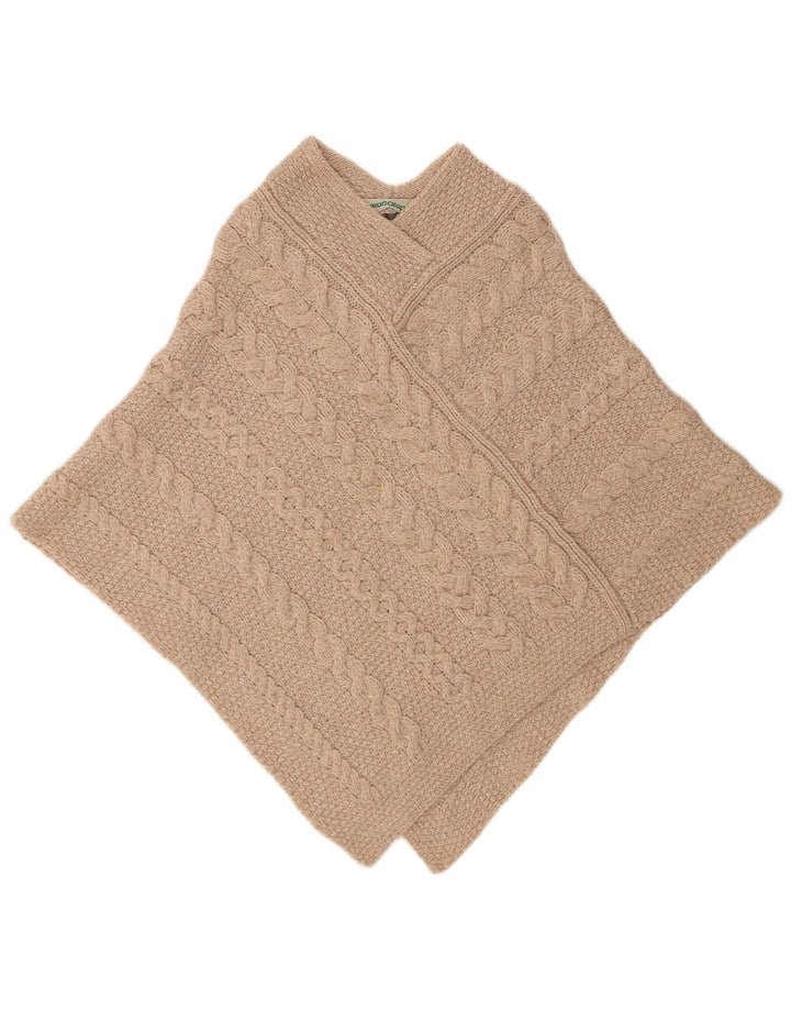 Maglione poncho oversize da donna Aran Crafts UK 10 piccolo lana merino beige