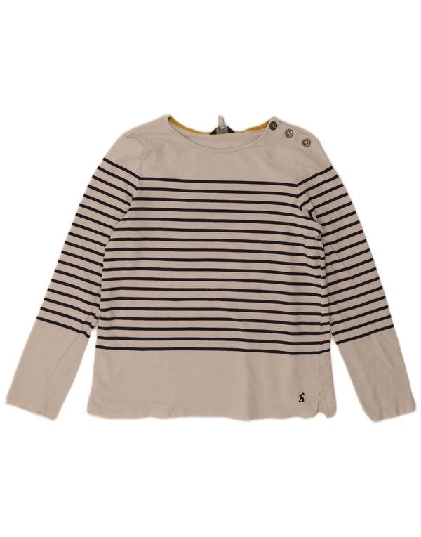 Joules Top da donna a maniche lunghe UK 12 Cotone a righe bianche medie