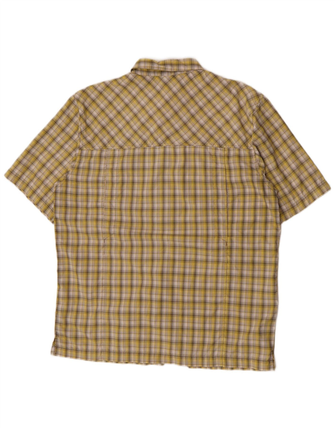 McKinley Camicia a maniche corte da uomo in poliestere a quadri gialli grandi