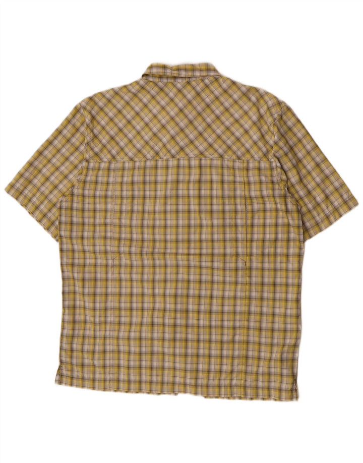 McKinley Camicia a maniche corte da uomo in poliestere a quadri gialli grandi