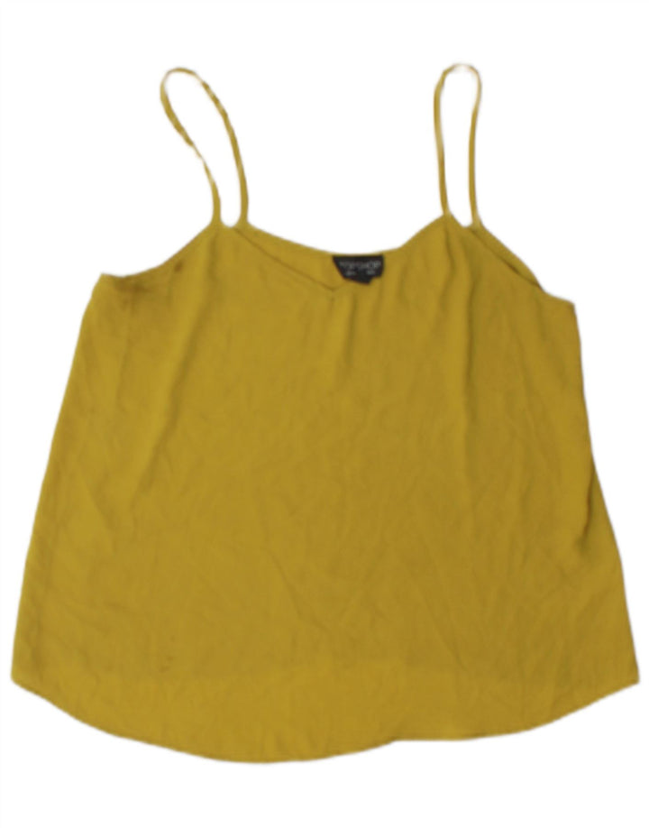 Topshop Donna Cami Top UK 10 Piccolo Giallo Poliestere