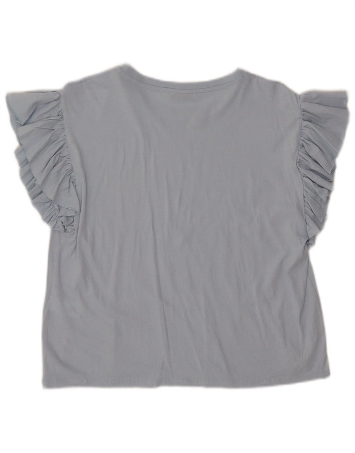 ZARA Camicetta da Donna Top UK 12 Blu Medio Cotone