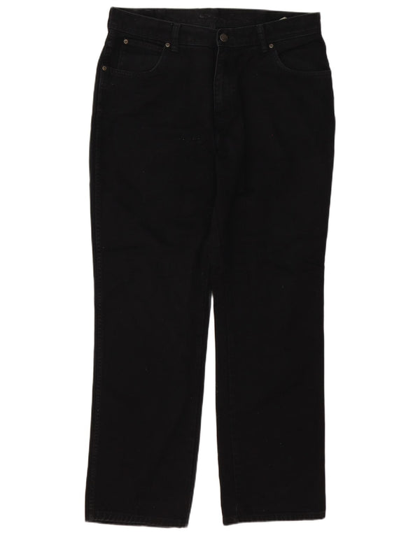 Jeans dritti da uomo Wrangler vestibilità regolare W36 L32 cotone nero