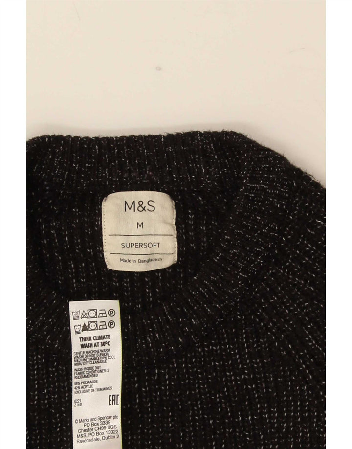 Maglione maglione girocollo da uomo Marks & Spencer medio nero screziato