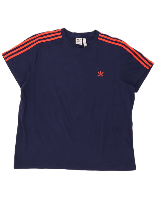 Adidas T-shirt grafica da donna a tre strisce Top UK 24/26 2XL Blu navy