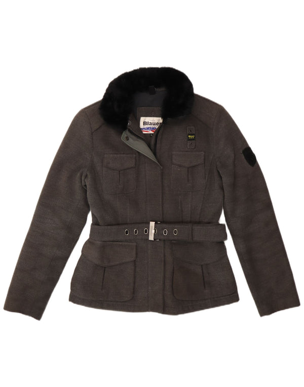 Cappotto giacca a vento da donna Blauer UK 16 grande poliestere grigio