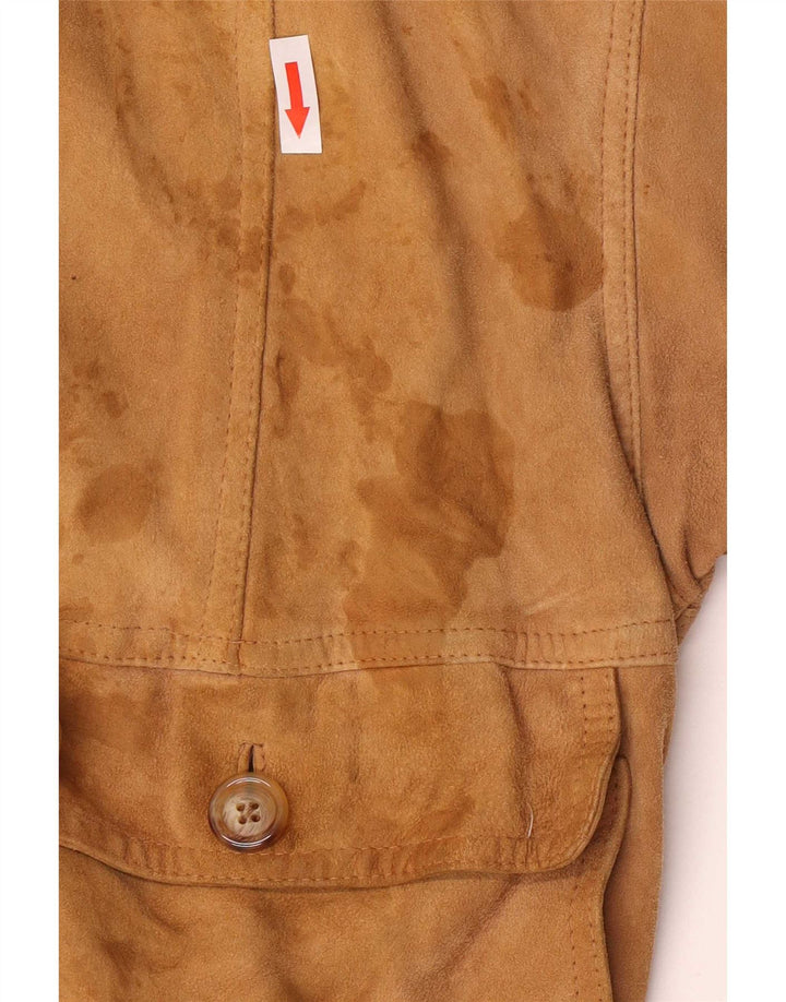 Giubbotto bomber vintage in pelle scamosciata da uomo IT 54 2XL Marrone retrò