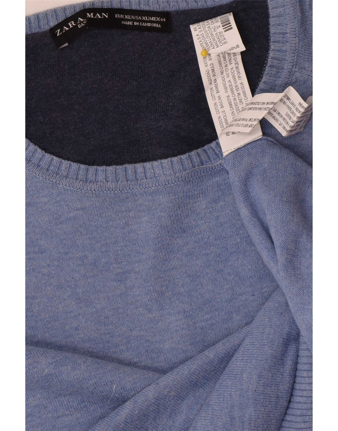 Maglione maglione girocollo da uomo Zara XL in cotone blu
