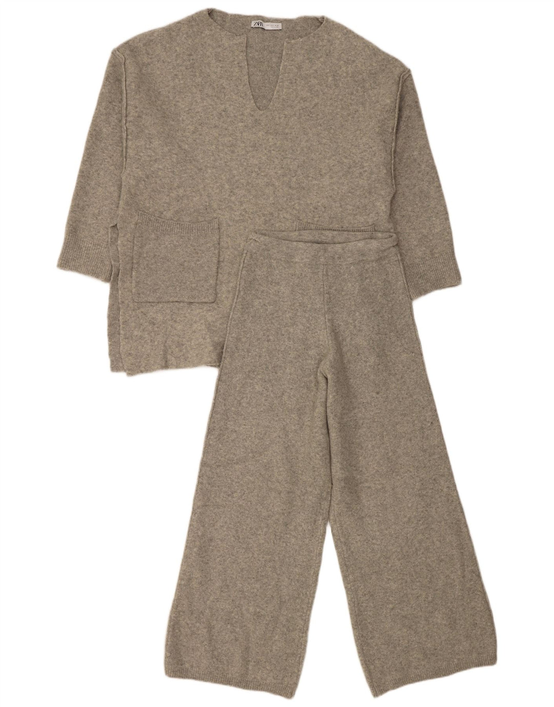 Set da 2 pezzi oversize in maglia Zara da donna UK 10 piccolo acrilico grigio
