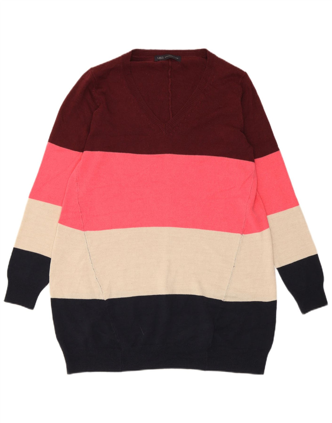 Maglione maglione con scollo a V da donna Marks & Spencer UK 6 XS multicolore