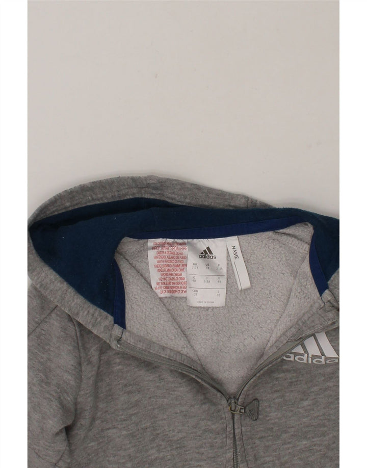 ADIDAS Boys Zip Hoodie Sweater 2-3 Years Grey Cotton Vintage Adidas and Second-Hand Adidas from Messina Hembry 