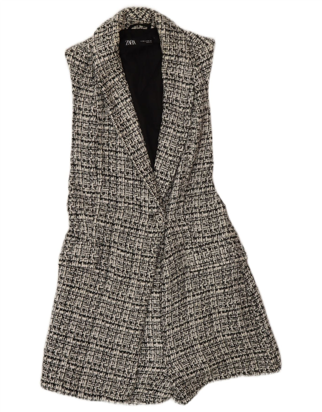 Tuta corta senza maniche da donna Zara UK 6 XS poliestere a quadri grigio