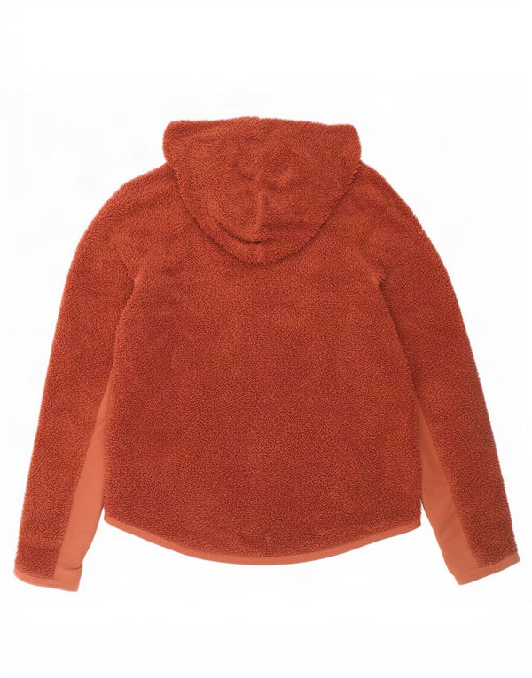 Maglione in pile oversize con cappuccio Nike da donna UK 10 piccolo poliestere marrone