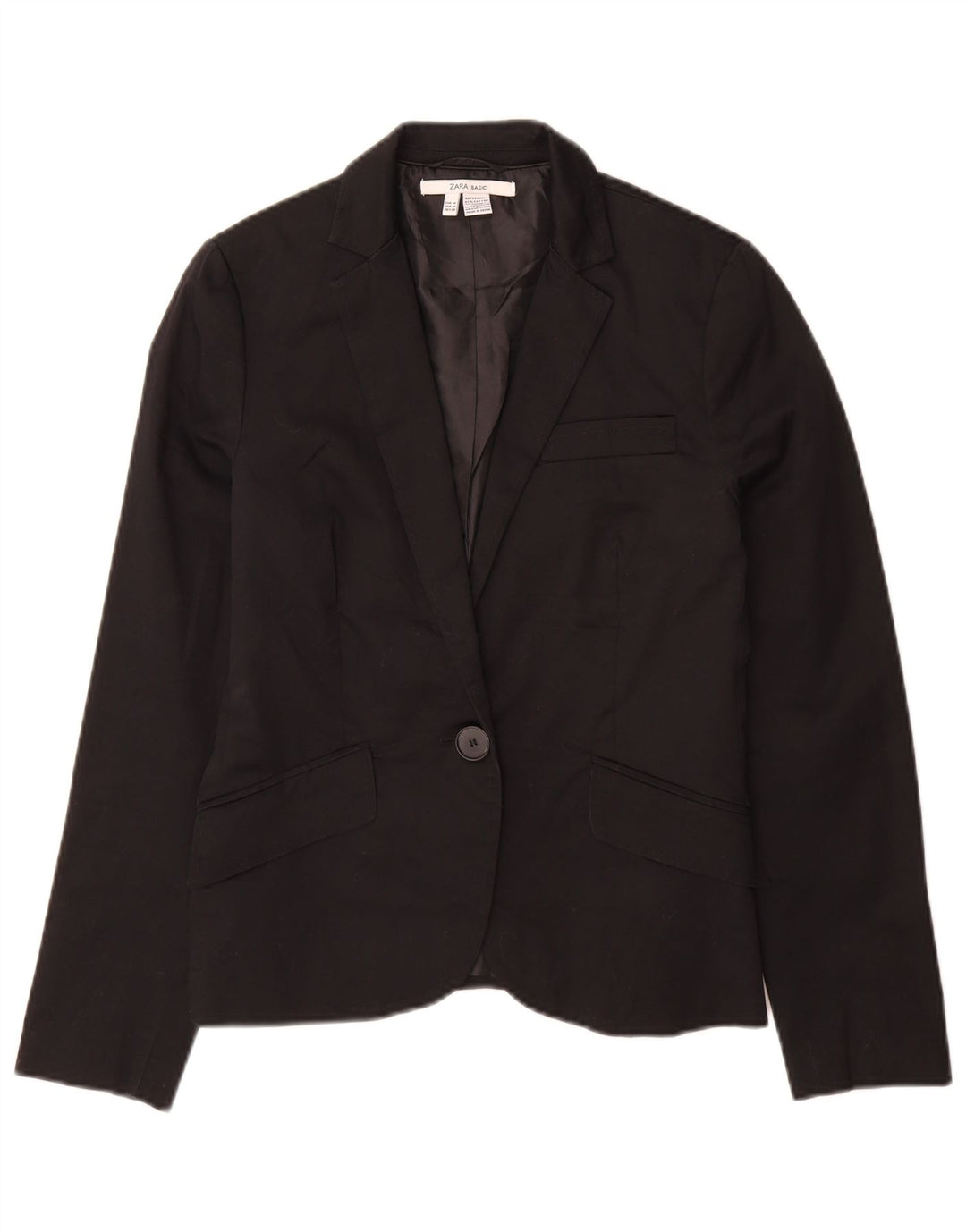 Giacca blazer da donna a 1 bottone Zara UK 12 cotone nero medio