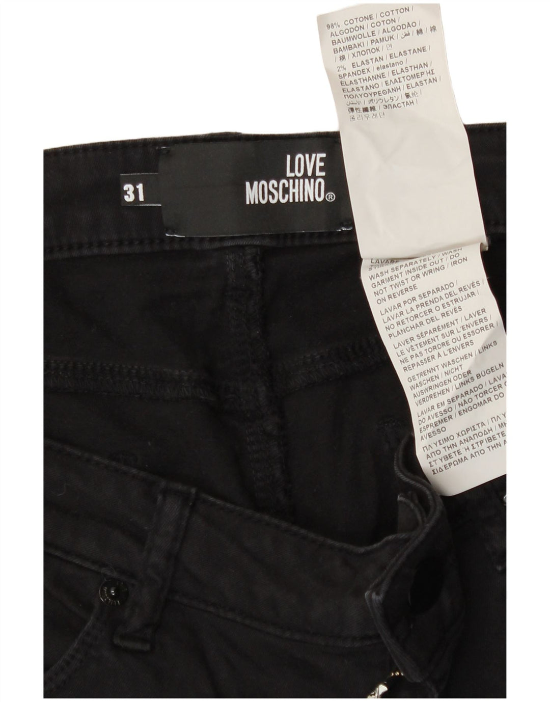 Jeans slim da donna Moschino W31 L30 cotone nero