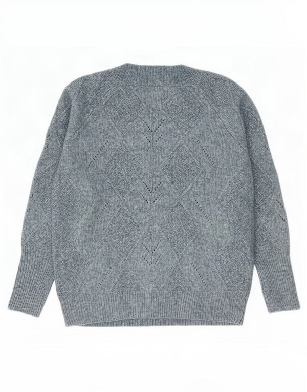 Maglione maglione girocollo da donna Marks & Spencer UK 14 Blu medio screziato