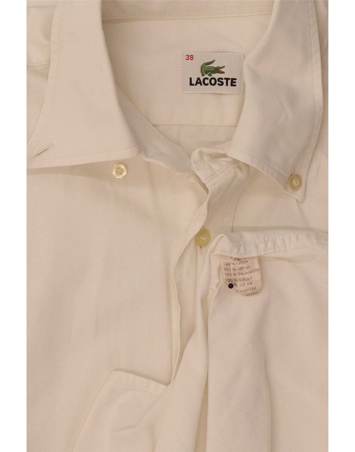 Camicia a maniche corte da uomo Lacoste taglia 39 cotone bianco medio