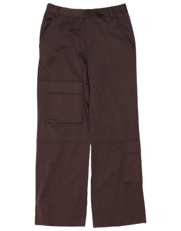Zara Womens Wide Leg Cargo Trousers Medium W28 L32 Brown Polyester
