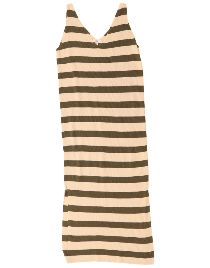 Abito maglione senza maniche da donna Marks & Spencer UK 14 Verde medio a righe