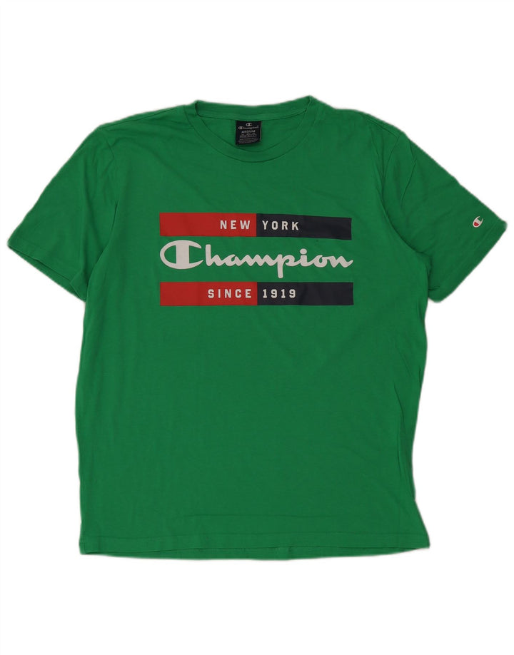 T-shirt grafica da uomo Champion Top in cotone verde medio