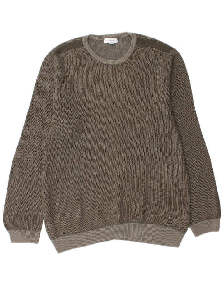 Maglione maglione girocollo da uomo Calvin Klein in cotone grigio medio