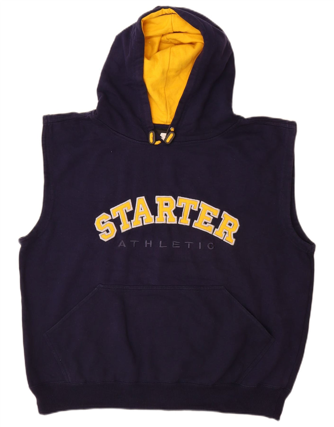 Maglione con cappuccio grafico senza maniche STARTER da uomo, grande, in cotone blu navy