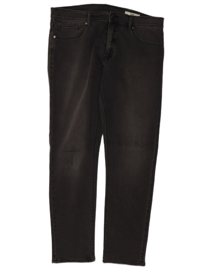 Jeans slim da uomo Marks & Spencer W36 L31 cotone grigio