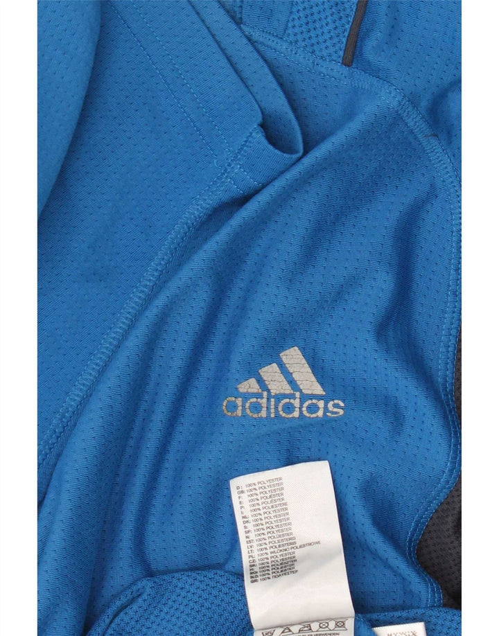 T-shirt Adidas Climalite da uomo Top in poliestere color block blu medio