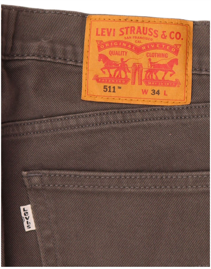 LEVI'S Pantaloncini di jeans 511 da uomo W34 grandi in cotone grigio