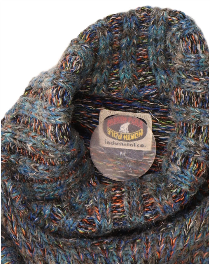 NORTH POLE Maglione da uomo a collo alto in lana screziata blu medio