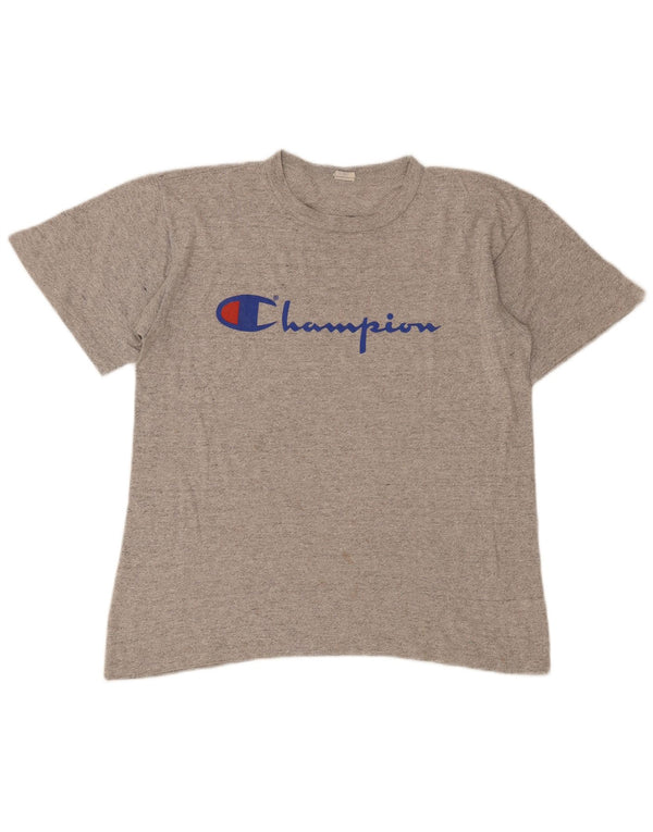 T-shirt grafica da uomo Champion Top grande in cotone chiazzato grigio