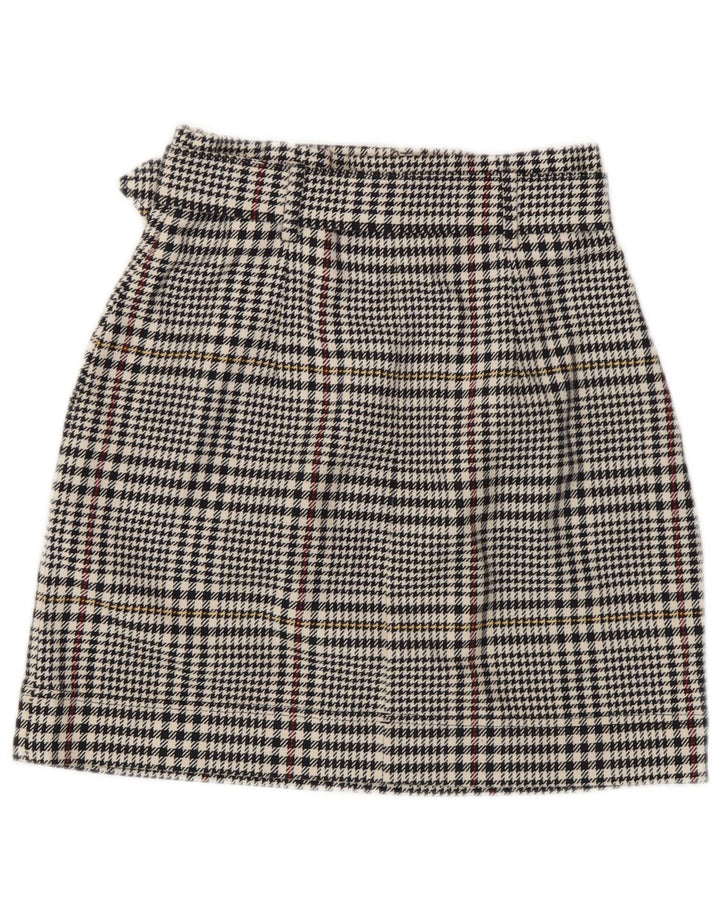 Minigonna da donna Marks & Spencer UK 8 piccola W26 cotone pied de poule nero