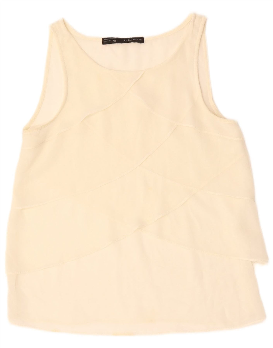 ZARA Camicetta Senza Maniche da Donna UK 10 Small Bianco Sporco