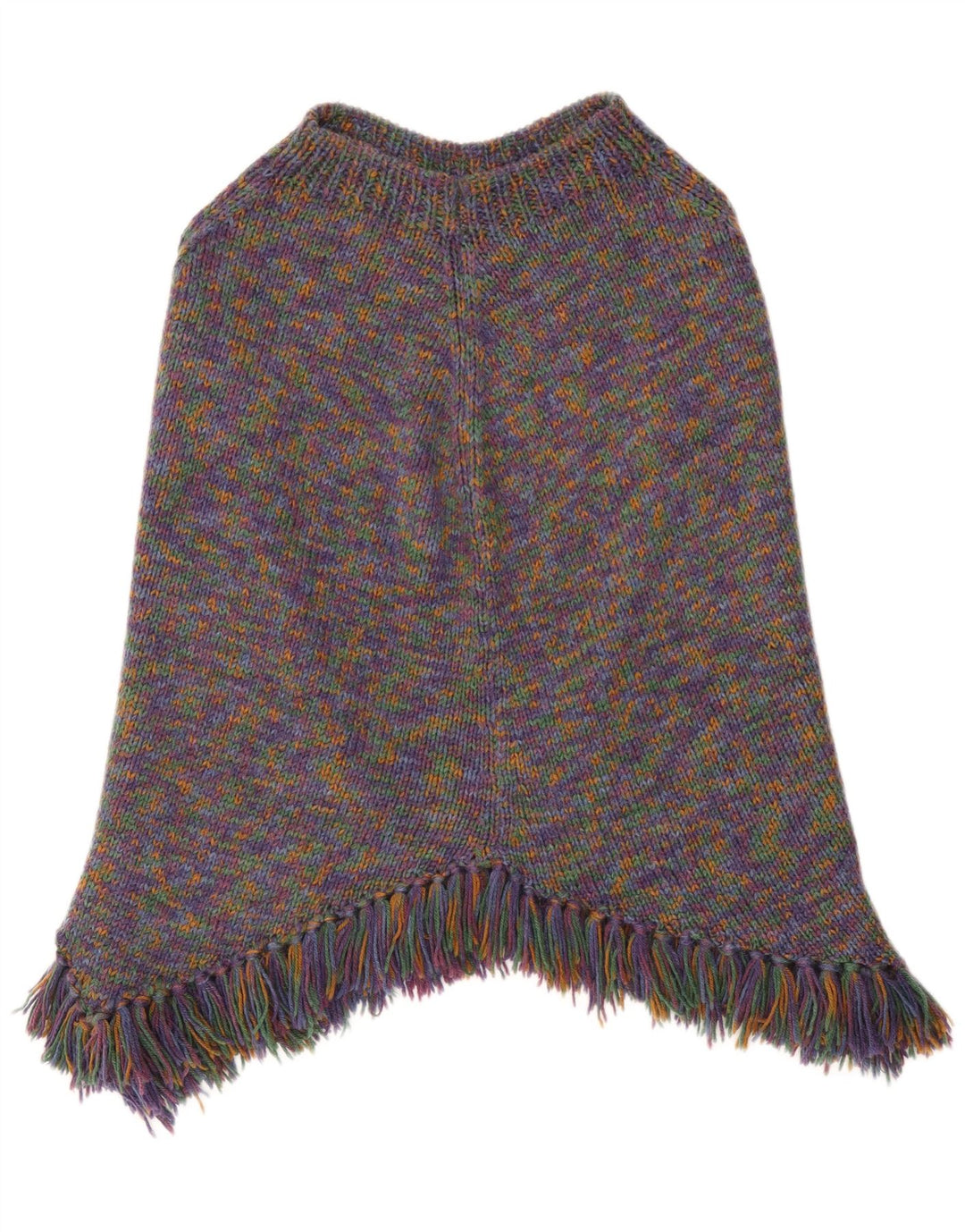Maglione poncho vintage da donna UK 14 grande chiazzato multicolore