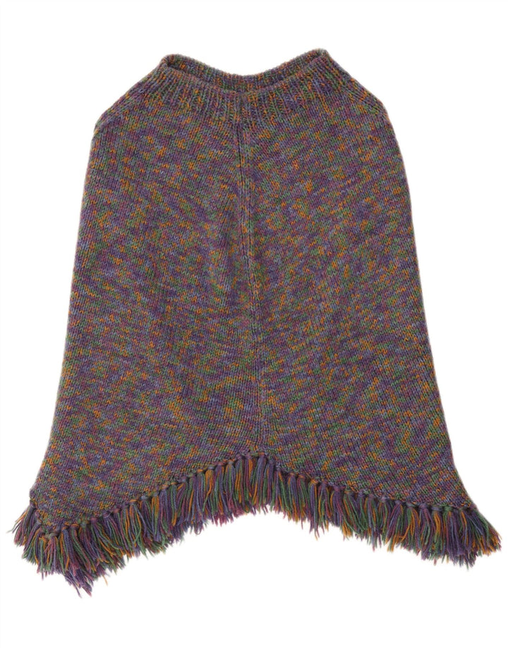 Maglione poncho vintage da donna UK 14 grande chiazzato multicolore
