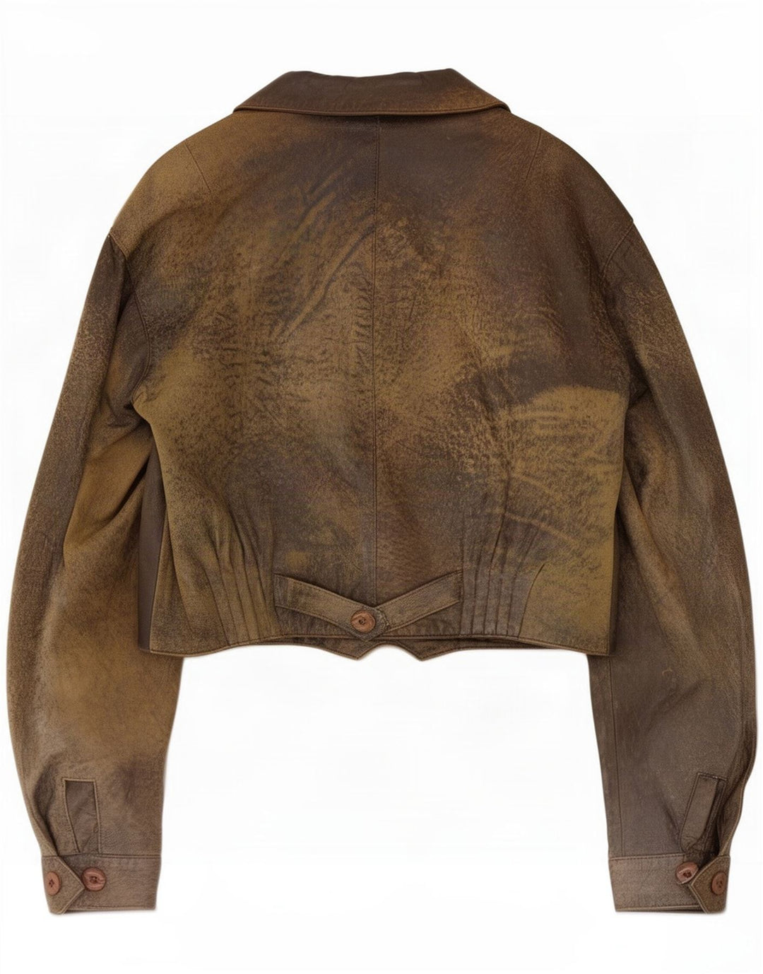 Giacca corta in pelle da donna vintage EU 38 Marrone medio