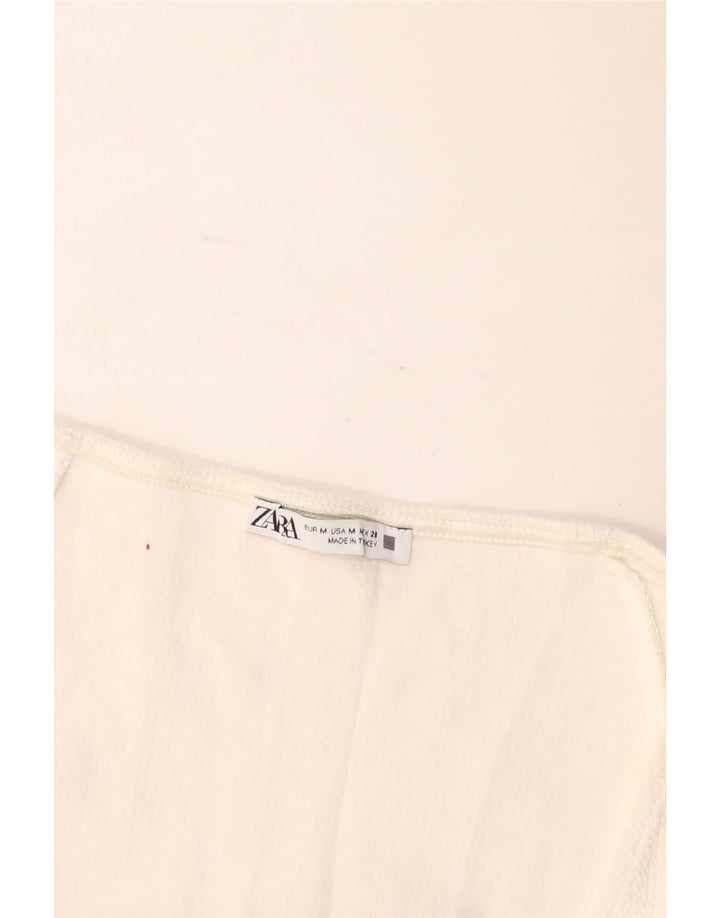 Top corto in camicetta corta da donna Zara UK 12 bianco medio