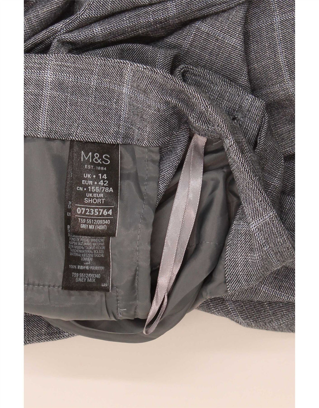 Pantaloni corti da uomo Marks & Spencer UK 14 Large W34 L26 Pied de poule grigio