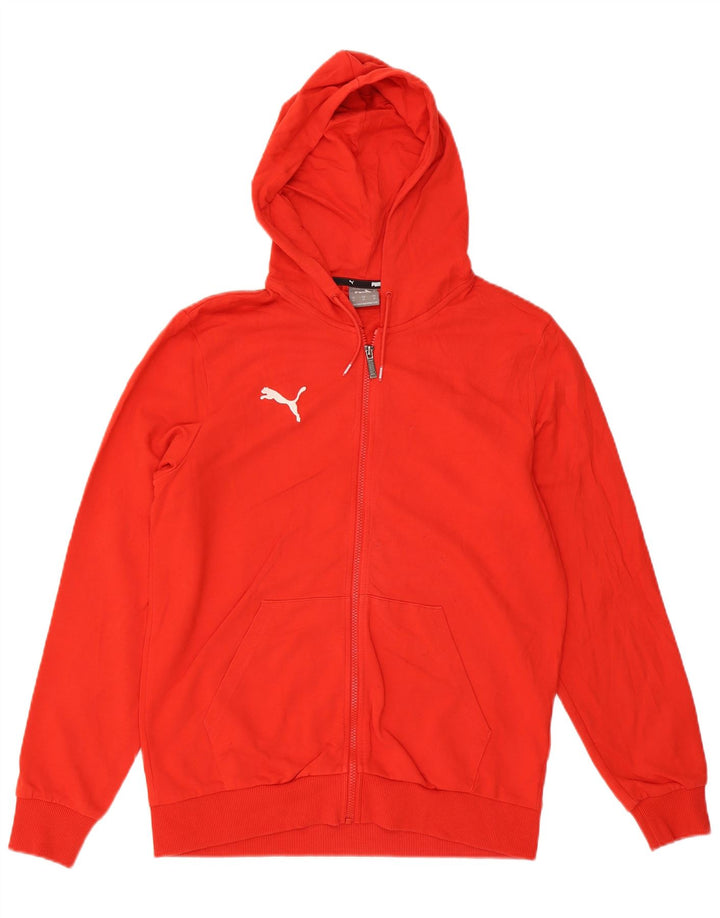 Felpa con cappuccio e zip da uomo Puma in cotone rosso medio