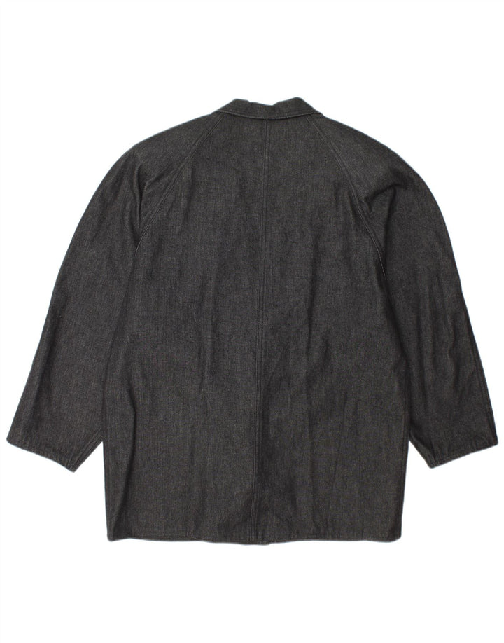 Giacca blazer da donna a 1 bottone in denim VINTAGE UK 14 grande grigio