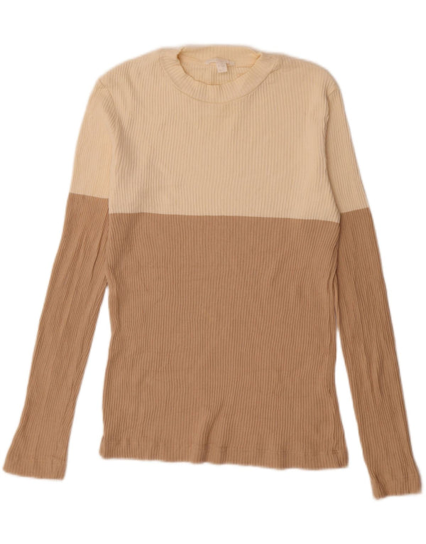 Cos Top da donna a maniche lunghe UK 12 Cotone color block beige medio