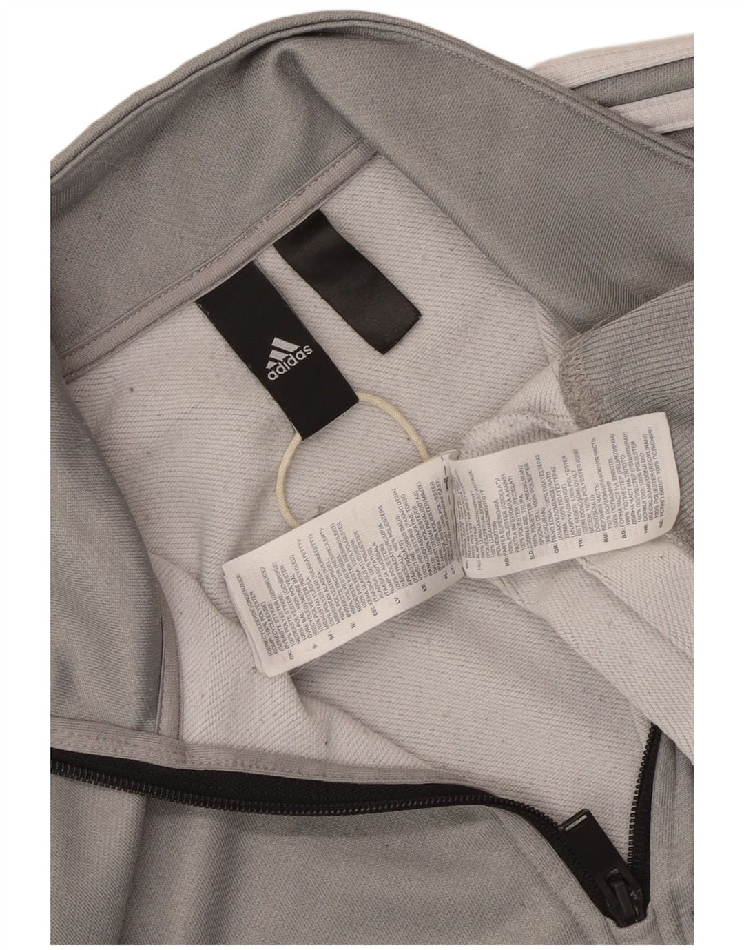 Felpa Adidas da uomo con zip e collo, piccola, in poliestere grigio